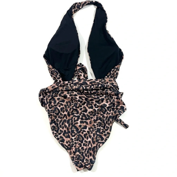 Vici Collection Ulani Leopard Criss Cross One Piece Swimsuit - Picture 3 of 6